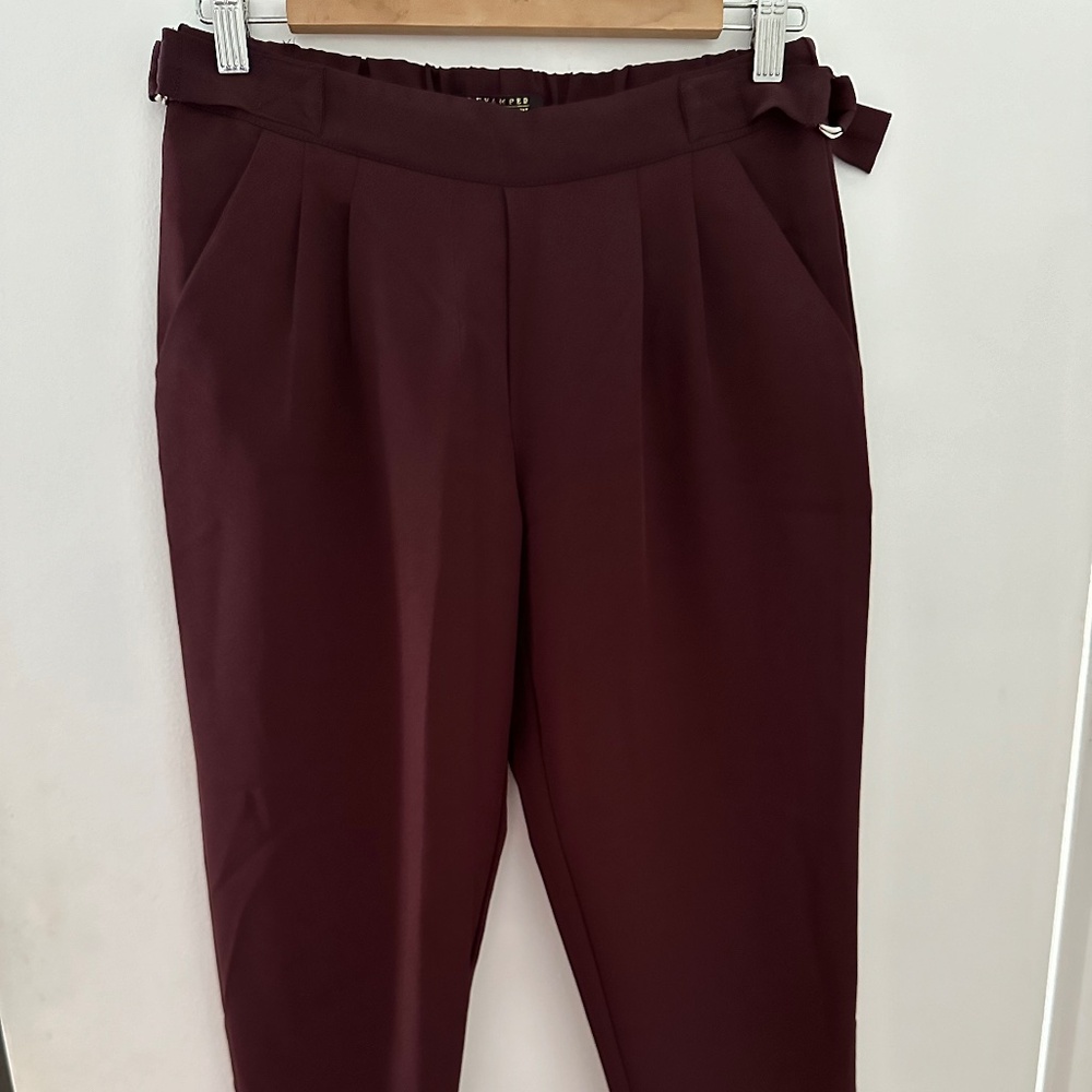 Burgundy pull on pants (tapered look)